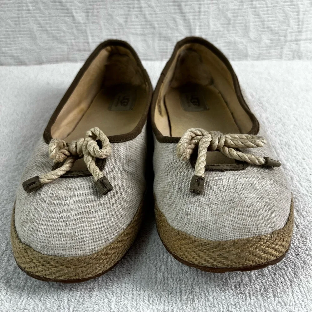 UGG Espadrille Ballet Flats Indah Canvas Womens 9.5 Slip On Neutral Coastal Shoe